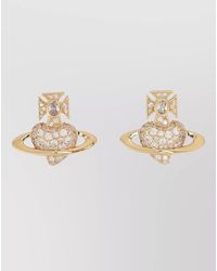 Vivienne Westwood - Agnatha Crystal Heart Cross Stud Earrings - Lyst
