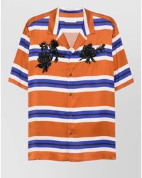 Dries Van Noten - Beaded Stripe Short Sleeve Shirt - Lyst