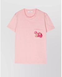 Max Mara - Cotton Logo Embellished Crew Neck Short Sleeve T-Shirt - Lyst
