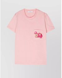 Max Mara - Cotton Logo Embellished Crew Neck Short Sleeve T-Shirt - Lyst