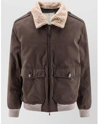 Brunello Cucinelli - Cotton Blend Single Breasted Bomber Jacket - Lyst