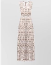 D.exterior - Geometric Knit Jumpsuit Lurex Drawstring Waist - Lyst