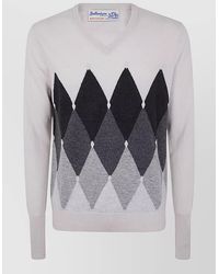 Ballantyne - V Neck Sweater Argyle Pattern Knit - Lyst