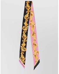 Versace Jeans Couture - Silk Scarf Rectangular Reversible Baroque Pattern - Lyst