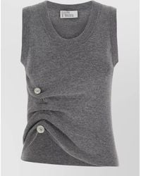 GIUSEPPE DI MORABITO - Knit Top Jewel Brooch Ribbed Buttons - Lyst