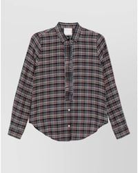 forte_forte - Cotton Blend Tartan Ruffled Long-Sleeve Shirt - Lyst