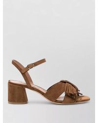 Casadei - Cleo Ribbon Sandals Ankle Strap Fringe - Lyst