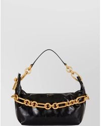 Balmain - Medium Leather Shoulder Bag With Chain Strap - Lyst