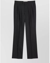 Valentino - Wool Trousers With Back Pockets And Pleated Front - Lyst