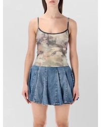 DIESEL - Crystal-Embellished Printed Tank Top - Lyst