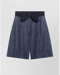 Valentino - Denim Bermuda Shorts With Oversized Bow - Lyst