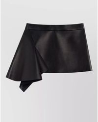 Givenchy - Leather Asymmetric Ruffled Mini Skirt - Lyst