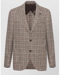 Lardini - Prince Of Wales Wool Cashmere Single-Breasted Suit Jacket - Lyst
