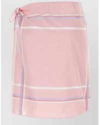 Prada - Cotton Mini Skirt Tie Wrap Detail - Lyst