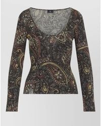 Etro - Ribbed Scoop-Neck Long-Sleeve Top - Lyst