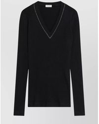 Brunello Cucinelli - V-Neckline Ribbed Wool Sweater - Lyst