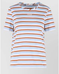 Marni - Striped Cotton Logo Patch T-Shirt - Lyst