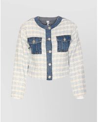 Liu Jo - Denim Jacket Crewneck Tweed Motif - Lyst