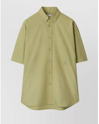 Burberry - Logo-Embroidered Short-Sleeve Cotton Shirt - Lyst