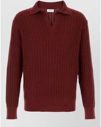 Ferragamo - Cotton Blend Sweater Long Sleeves Ribbed - Lyst