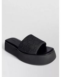 Gucci - Canvas Flatform Slide Sandals - Lyst