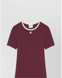 Courreges - Cotton Contrast Trim Logo-Embroidered Short-Sleeve T-Shirt - Lyst