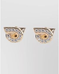 Ferragamo - Crystal-Embellished Gancini Stud Earrings - Lyst