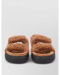 Moon Boot - Shearling Double Strap Flat Sole Sandals - Lyst