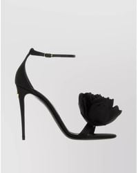 Dolce & Gabbana - Satin Floral Appliqué High Heel Sandals - Lyst