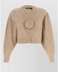 ROTATE BIRGER CHRISTENSEN - Textured Knit Cropped V-Neck Cardigan - Lyst