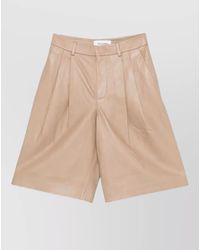 Yves Salomon - Leather Bermuda Shorts Pleated Tailored Style - Lyst