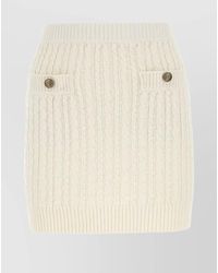 Prada - Cotton Blend Knitted Mini Skirt - Lyst