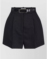Elisabetta Franchi - Virgin Wool Belted High-Rise Shorts - Lyst