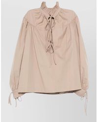 Dries Van Noten - Cotton Cutout Long-Sleeve Blouse - Lyst