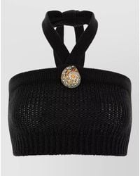 Alanui - Island Memories Halter Neck Knit Crop Top - Lyst