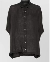 120% Lino - Short Sleeve Shirt Collared Neck Loose Fit - Lyst