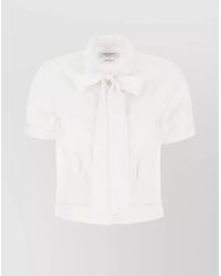 Thom Browne - Poplin Shirt With Short Sleeves And Bow - Lyst