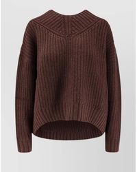 STAUD - Wool Ribbed V-Neck Asymmetric Hem Sweater - Lyst