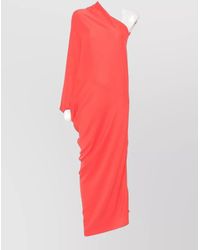 Cortana - Silk One-Shoulder Long-Sleeve Draped Asymmetric-Neck Maxi Dress - Lyst