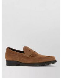 Tod's - Suede Loafers Round Toe Rubber Sole - Lyst