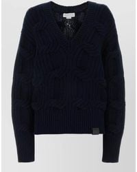 Stella McCartney - Wool Sweater Cable Knit V Neck - Lyst