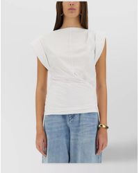 Isabel Marant - Sleeveless Draped Shoulder Pads Asymmetric Hem Top - Lyst