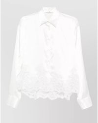 Ermanno Scervino - Silk Lace Trim Long-Sleeve Blouse - Lyst