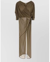 Entire studios - Asymmetric V-Neck Long-Sleeve Midi Dress - Lyst