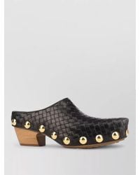 Bottega Veneta - Studded Slip On Mules Wooden Heel - Lyst