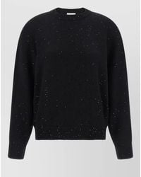 Brunello Cucinelli - Cashmere Silk Sequin Appliqué Crew Neck Long-Sleeve Sweater - Lyst