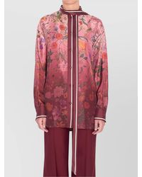 Gucci - Silk Shirt With Flora Print And Tie Bow - Lyst
