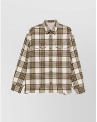Ami Paris - Checked Wool Overshirt Featuring Buttoned Cuffs - Lyst