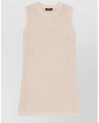Fabiana Filippi - Wool Blend Sleeveless Ribbed Knitted Short Dress - Lyst
