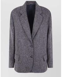 Brunello Cucinelli - Virgin Wool Blend Herringbone Single Breasted Jacket - Lyst